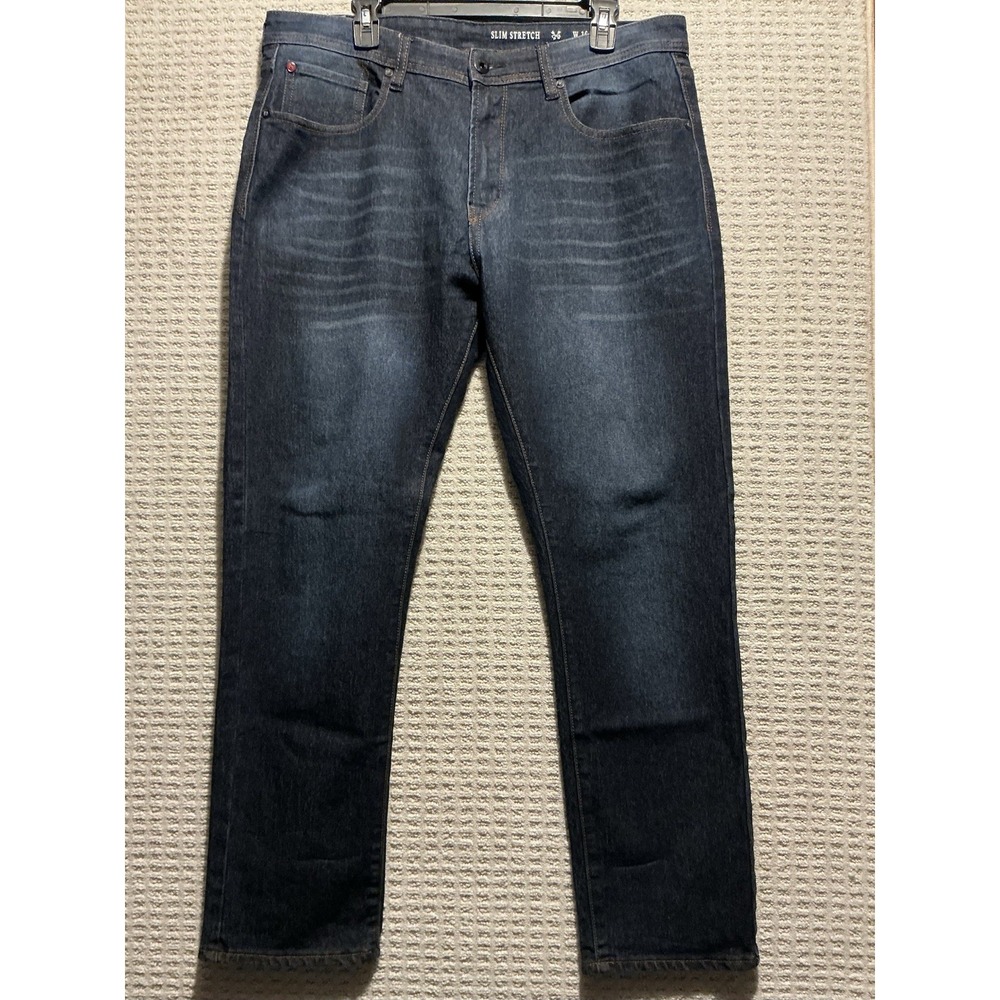 MBX Men's Jeans Slim Stretch 36x30 Dark Wash Tapered Leg